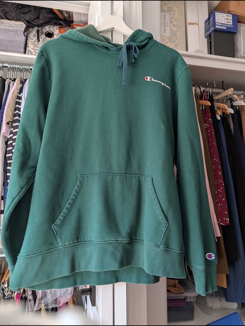 Champion Green Pullover Hoodie with Logo Patch